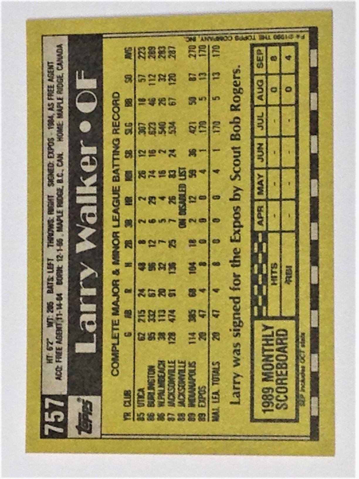 Larry Walker Rookie Card – OSRSales