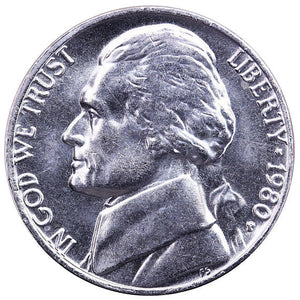 1980-P Jefferson Nickel, Gem Mint BU